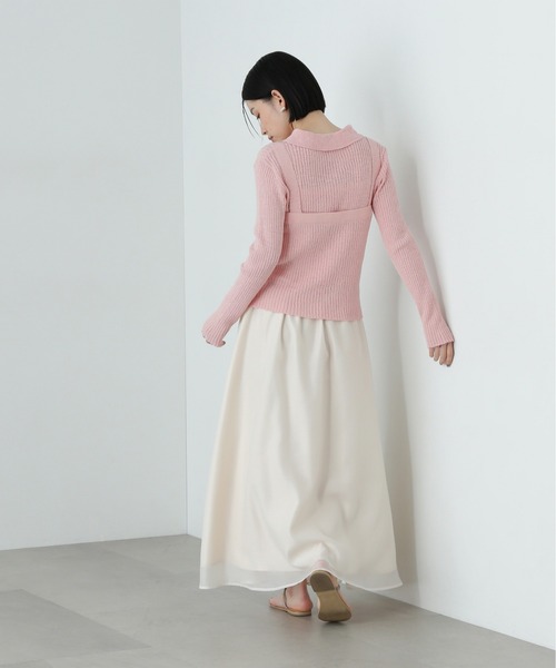 N.（N. Natural Beauty Basic）（エヌエヌナチュラルビューティーベーシック）の「襟付きカーディガン＆キャミセット（アンサンブル・レディース・オフホワイト/ブラウン/ピンク・MEDIUM）」の20枚目の写真