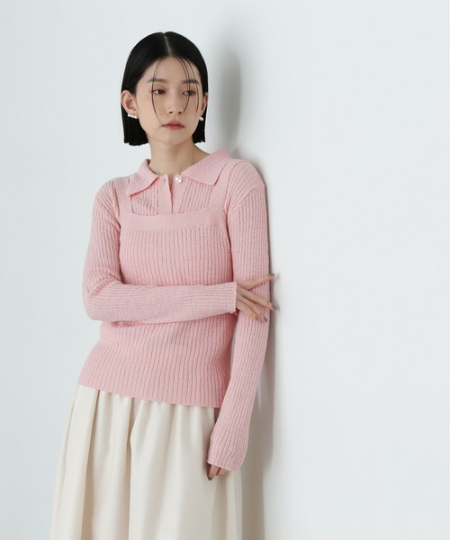 N.（N. Natural Beauty Basic）（エヌエヌナチュラルビューティーベーシック）の「襟付きカーディガン＆キャミセット（アンサンブル・レディース・オフホワイト/ブラウン/ピンク・MEDIUM）」の21枚目の写真