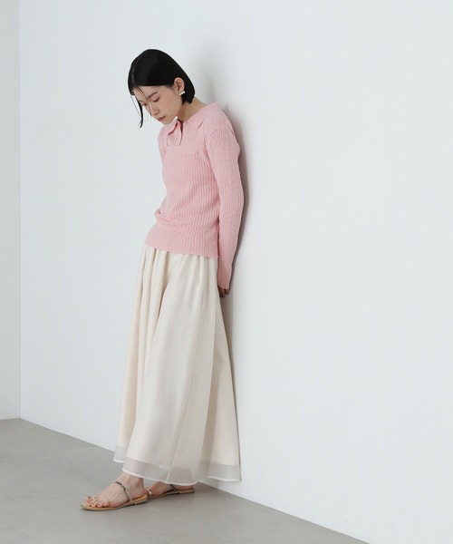 N.（N. Natural Beauty Basic）（エヌエヌナチュラルビューティーベーシック）の「襟付きカーディガン＆キャミセット（アンサンブル・レディース・オフホワイト/ブラウン/ピンク・MEDIUM）」の22枚目の写真