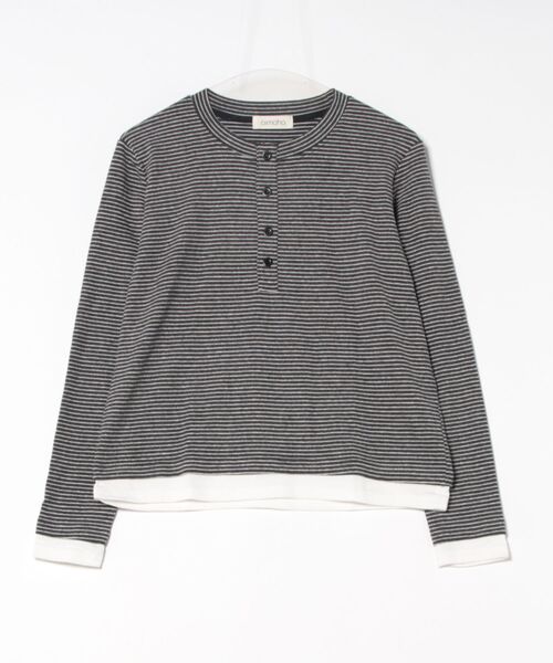 aimoha（アイモハ）の「ヘンリーネックボーダー長袖Tシャツ（Tシャツ/カットソー・レディース・ブラック/ベージュ/チョコ/ワインレッド・FREE）」の18枚目の写真
