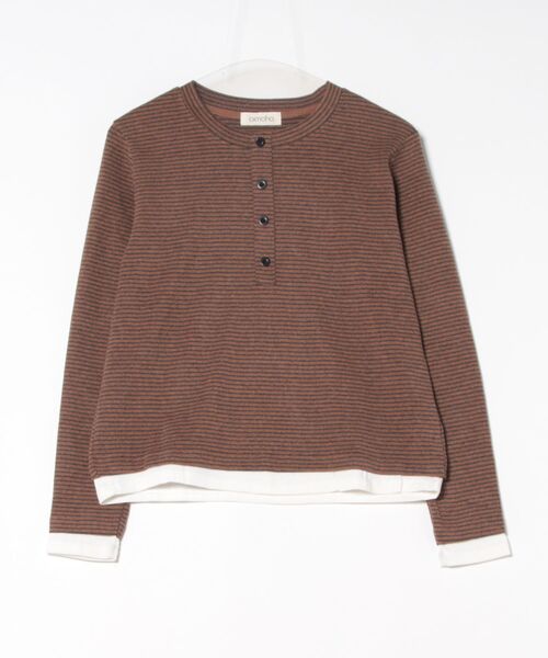 aimoha（アイモハ）の「ヘンリーネックボーダー長袖Tシャツ（Tシャツ/カットソー・レディース・ブラック/ベージュ/チョコ/ワインレッド・FREE）」の19枚目の写真