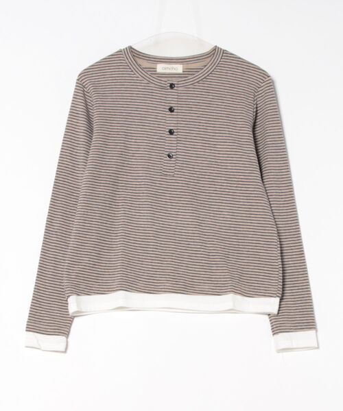 aimoha（アイモハ）の「ヘンリーネックボーダー長袖Tシャツ（Tシャツ/カットソー・レディース・ブラック/ベージュ/チョコ/ワインレッド・FREE）」の20枚目の写真