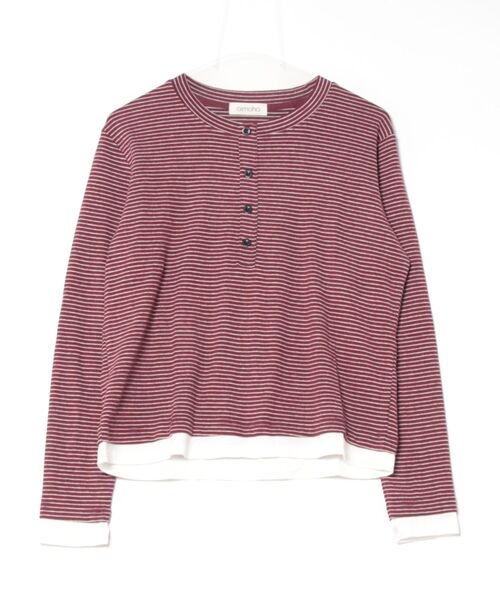 aimoha（アイモハ）の「ヘンリーネックボーダー長袖Tシャツ（Tシャツ/カットソー・レディース・ブラック/ベージュ/チョコ/ワインレッド・FREE）」の21枚目の写真