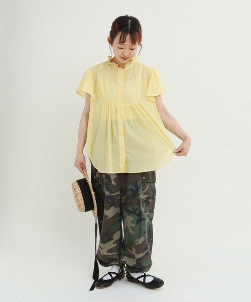 Dot&Stripes CHILD WOMAN(ドットアンドストライプス チャイルドウーマン)の「☆フリル襟 ヨークブラウス(シャツ/ブラウス・レディース・イエロー/ネイビー・FREE)」の6枚目の写真