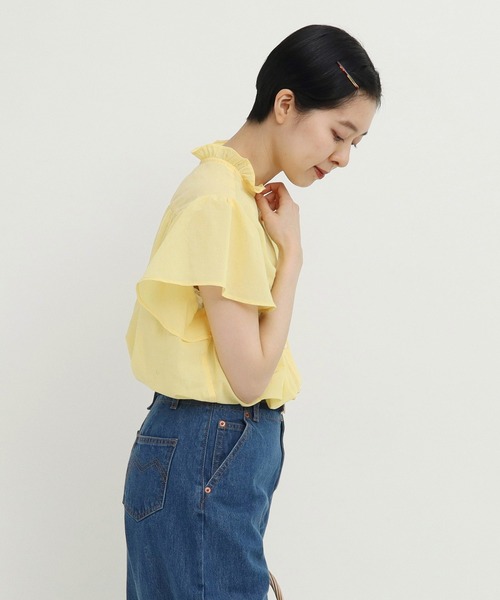 Dot&Stripes CHILD WOMAN(ドットアンドストライプス チャイルドウーマン)の「☆フリル襟 ヨークブラウス(シャツ/ブラウス・レディース・イエロー/ネイビー・FREE)」の11枚目の写真