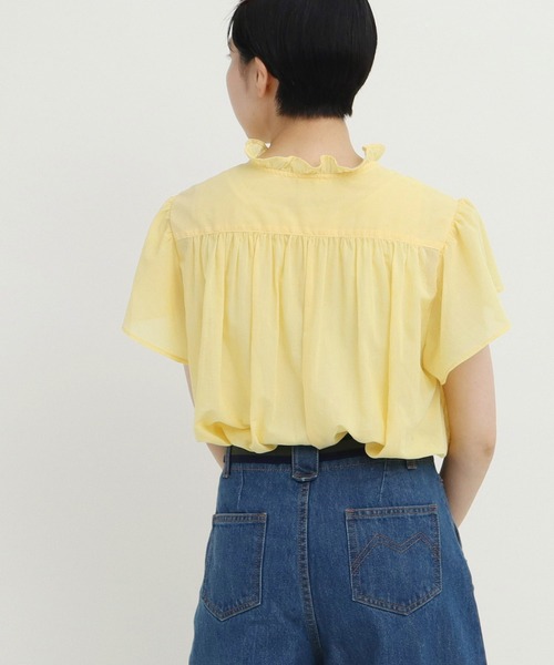 Dot&Stripes CHILD WOMAN(ドットアンドストライプス チャイルドウーマン)の「☆フリル襟 ヨークブラウス(シャツ/ブラウス・レディース・イエロー/ネイビー・FREE)」の13枚目の写真