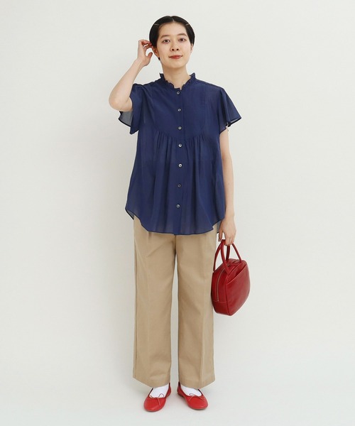 Dot&Stripes CHILD WOMAN(ドットアンドストライプス チャイルドウーマン)の「☆フリル襟 ヨークブラウス(シャツ/ブラウス・レディース・イエロー/ネイビー・FREE)」の22枚目の写真