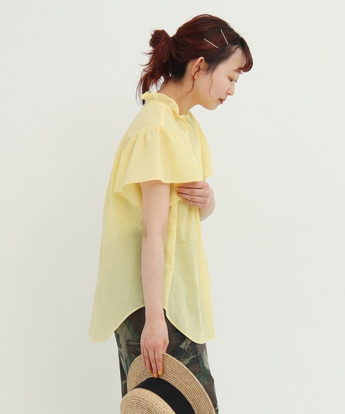 Dot&Stripes CHILD WOMAN(ドットアンドストライプス チャイルドウーマン)の「☆フリル襟 ヨークブラウス(シャツ/ブラウス・レディース・イエロー/ネイビー・FREE)」の4枚目の写真