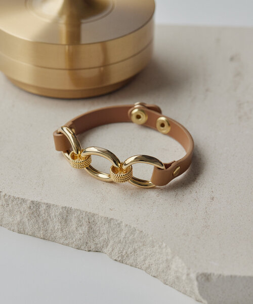 ear PAPILLONNER（イアパピヨネ）の「トップチェーンレザーブレスレット（ブレスレット・レディース・ホワイト/キャメル・FREE）」の5枚目の写真