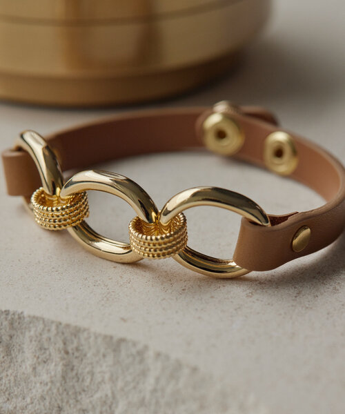 ear PAPILLONNER（イアパピヨネ）の「トップチェーンレザーブレスレット（ブレスレット・レディース・ホワイト/キャメル・FREE）」の6枚目の写真