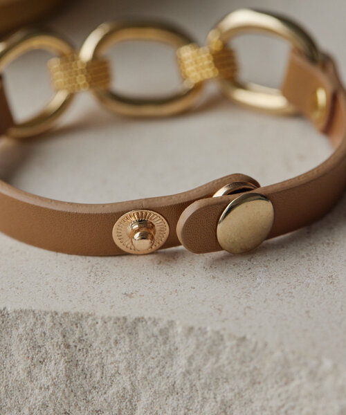 ear PAPILLONNER（イアパピヨネ）の「トップチェーンレザーブレスレット（ブレスレット・レディース・ホワイト/キャメル・FREE）」の7枚目の写真