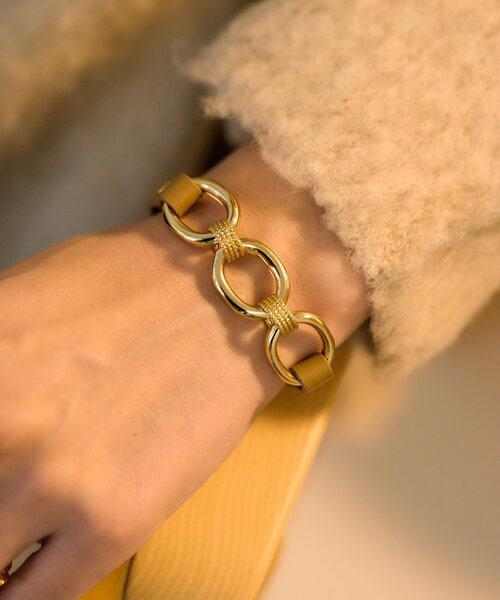 ear PAPILLONNER（イアパピヨネ）の「トップチェーンレザーブレスレット（ブレスレット・レディース・ホワイト/キャメル・FREE）」の12枚目の写真