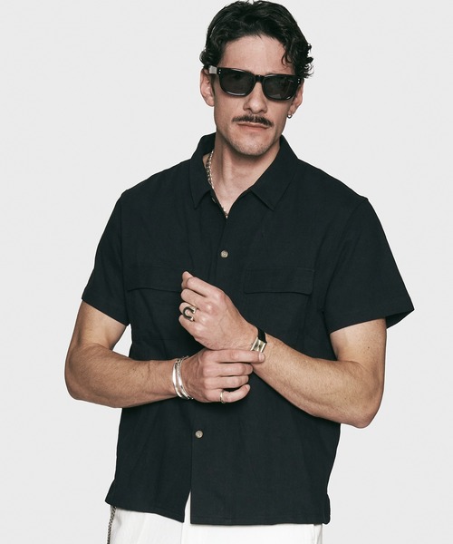 CRIMIE(クライミー)の「HEMP COTTON SHORT SLLEVE OPEN SHIRT(シャツ/ブラウス・メンズ・ホワイト/ブラック・XXL/XL/L/M/S)」の2枚目の写真