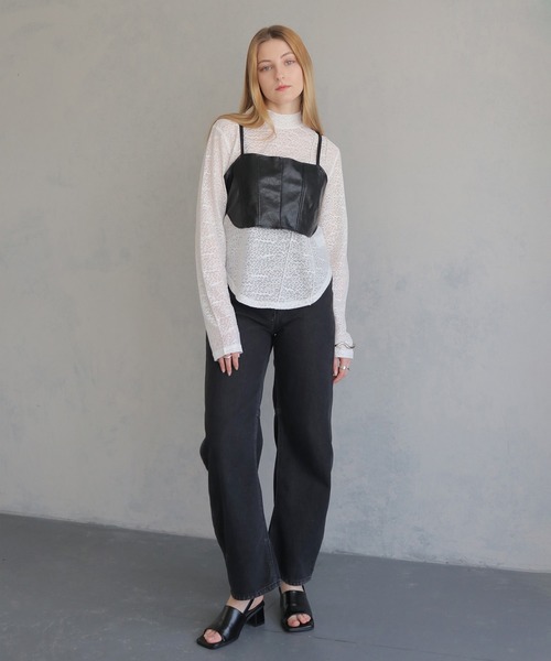 &g'aime】ラメメロンメッシュシアートップス Lame melon mesh