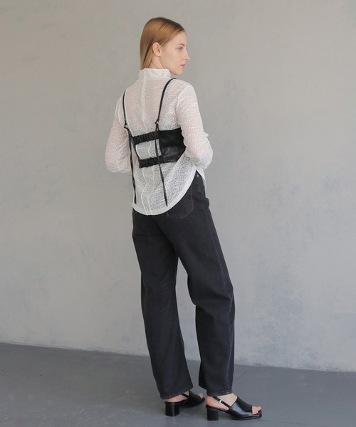 &g'aime】ラメメロンメッシュシアートップス Lame melon mesh
