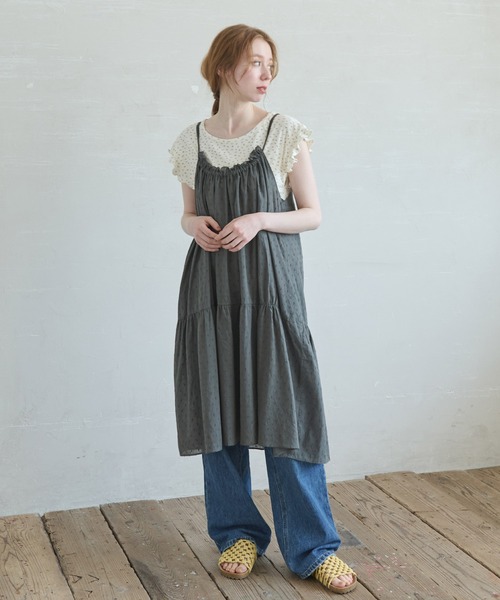 Crisp（クリスプ）の「ドビーティアードミニキャミワンピース（ワンピース・レディース・ホワイト/イエロー/チャコールグレー/レッド・FREE）」の9枚目の写真