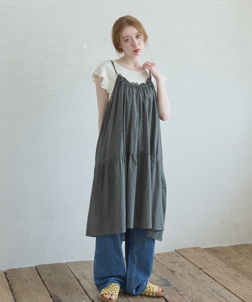 Crisp（クリスプ）の「ドビーティアードミニキャミワンピース（ワンピース・レディース・ホワイト/イエロー/チャコールグレー/レッド・FREE）」の10枚目の写真