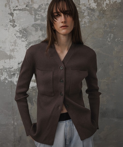 アダムエロペ emoelle ポケットリブカーディガン EMOELLE】ポケットリブカーディガン（ADAM ET ROPE'）｜ルミネの