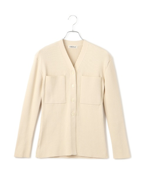 アダムエロペ emoelle ポケットリブカーディガン EMOELLE】ポケットリブカーディガン