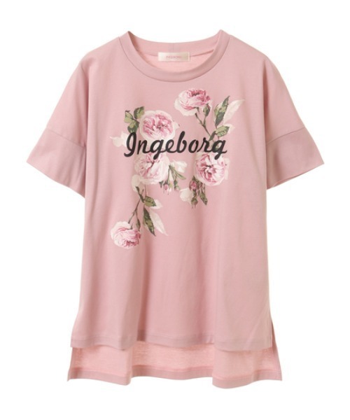 INGEBORG(インゲボルグ)の「プレンチピオニーワンポイントpt.カットソー(Tシャツ/カットソー・レディース・ピンク/パープル/ブラック/ダークパープル/オフホワイト/ローズ・MEDIUM)」の5枚目の写真