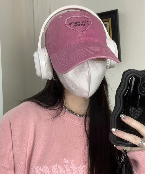 SHEPP（シープ）の「ハートロゴワッペン ビンテージ風キャップ（キャップ・レディース・ブラック/グレー/ピンク/ブラウン/カーキ・F）」の9枚目の写真