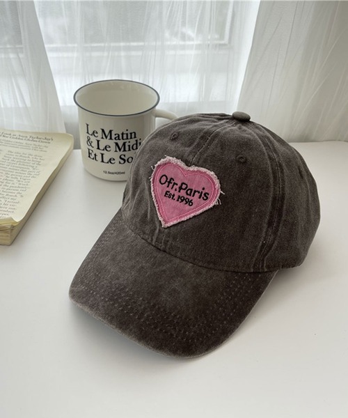 SHEPP（シープ）の「ハートロゴワッペン ビンテージ風キャップ（キャップ・レディース・ブラック/グレー/ピンク/ブラウン/カーキ・F）」の12枚目の写真