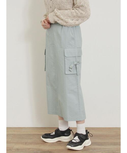 Samansa Mos2（サマンサ モスモス）の「カーゴスカート（スカート・レディース・キナリ/ブラック/カーキ/サックスブルー・F）」の4枚目の写真