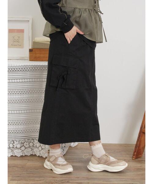 Samansa Mos2（サマンサ モスモス）の「カーゴスカート（スカート・レディース・キナリ/ブラック/カーキ/サックスブルー・F）」の7枚目の写真