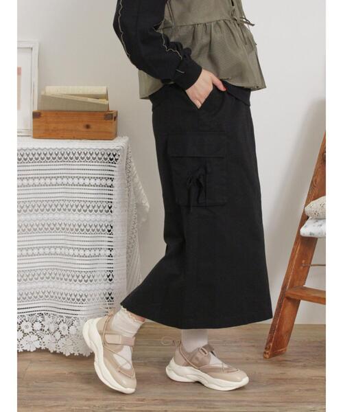 Samansa Mos2（サマンサ モスモス）の「カーゴスカート（スカート・レディース・キナリ/ブラック/カーキ/サックスブルー・F）」の8枚目の写真