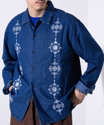 GLOSTER | 【GLOSTER/グロスター】6.5オンス デニム刺繍 ロングスリーブシャツ 長袖シャツ(シャツ/ブラウス)