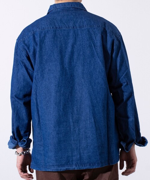 GLOSTER(グロスター)の「【GLOSTER/グロスター】6.5オンス デニム刺繍 ロングスリーブシャツ 長袖シャツ(シャツ/ブラウス・メンズ・インディゴブルー/オフホワイト/ブラック・M/L)」の7枚目の写真