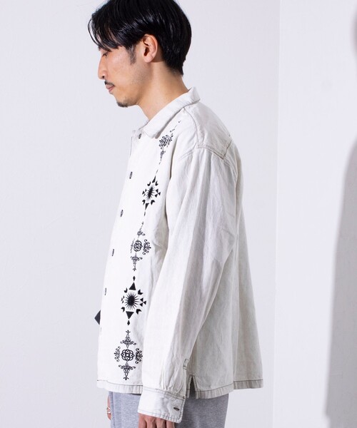 GLOSTER(グロスター)の「【GLOSTER/グロスター】6.5オンス デニム刺繍 ロングスリーブシャツ 長袖シャツ(シャツ/ブラウス・メンズ・インディゴブルー/オフホワイト/ブラック・M/L)」の18枚目の写真