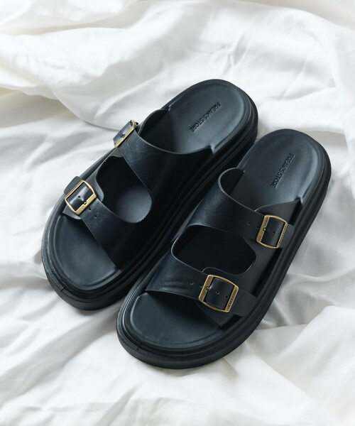 FREAK'S STORE（フリークスストア）の「限定展開 フェイクスウェード ダブルストラップ スライド サンダル / プラットフォームソール（サンダル・メンズ・チャコールグレー/レオパード/ブラック/グレー系その他/グレイッシュベージュ・23cm/24cm/25cm/26cm/27cm/28cm）」の10枚目の写真