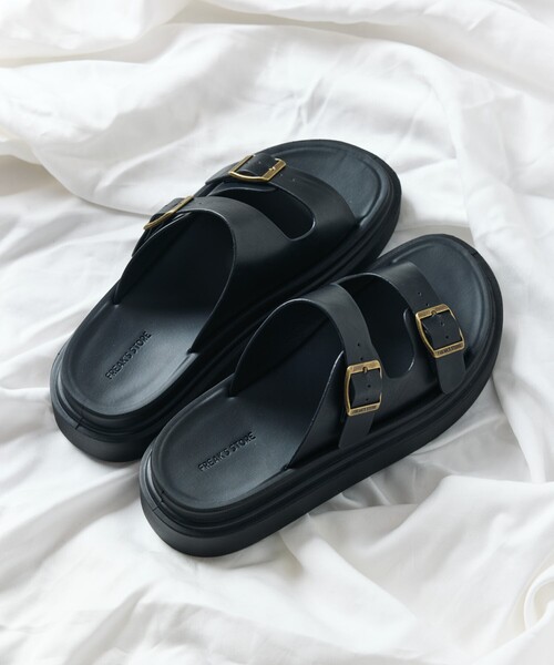 FREAK'S STORE（フリークスストア）の「限定展開 フェイクスウェード ダブルストラップ スライド サンダル / プラットフォームソール（サンダル・メンズ・チャコールグレー/レオパード/ブラック/グレー系その他/グレイッシュベージュ・23cm/24cm/25cm/26cm/27cm/28cm）」の12枚目の写真