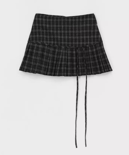 DAY CLOSET(デイ クローゼット)の「レディース 韓国風プレッピーロングリボンプリーツスカート(スカート・レディース・ブラック・M/S/XL/L)」の10枚目の写真