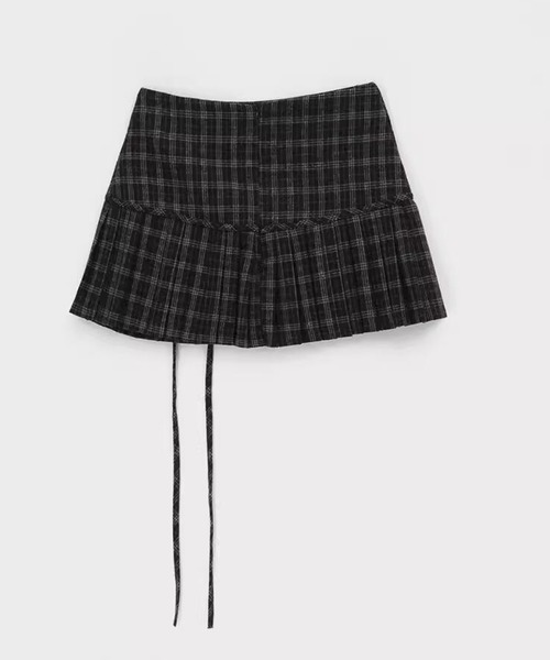 DAY CLOSET(デイ クローゼット)の「レディース 韓国風プレッピーロングリボンプリーツスカート(スカート・レディース・ブラック・M/S/XL/L)」の2枚目の写真