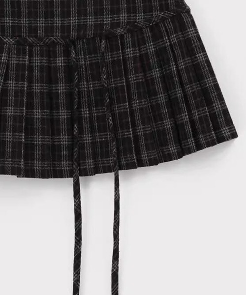 DAY CLOSET(デイ クローゼット)の「レディース 韓国風プレッピーロングリボンプリーツスカート(スカート・レディース・ブラック・M/S/XL/L)」の4枚目の写真