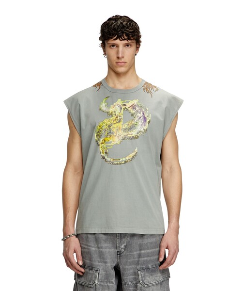 Tシャツ・カットソー DIESEL T-Boxt-R12 T-BOXT-R12 Marble-effect burnout T-shirt｜ブルー｜メンズ｜DIESEL