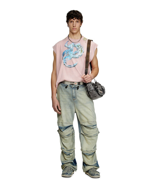 DIESEL t-boxt-sl-r1 デジタルタトゥー スリーブレストップ セール】メンズ スリーブレストップ T-BOXT-SL-R1(Tシャツ
