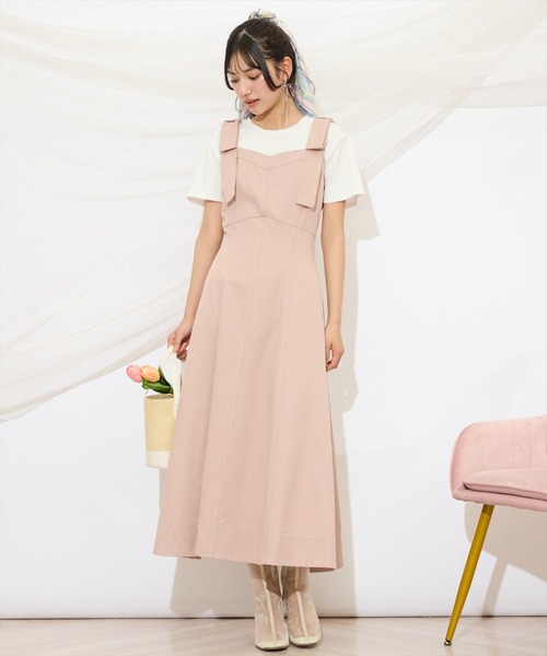 WILLSELECTION（ウィルセレクション）の「ショルダーリボン フレアワンピース Aライン キャミワンピース 【WILLSELECTION】（ワンピース・レディース・ブラック/ネイビー/ピンク・FREE）」の7枚目の写真