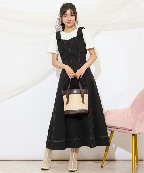 WILLSELECTION（ウィルセレクション）の「ショルダーリボン フレアワンピース Aライン キャミワンピース 【WILLSELECTION】（ワンピース・レディース・ブラック/ネイビー/ピンク・FREE）」の18枚目の写真