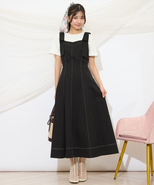 WILLSELECTION（ウィルセレクション）の「ショルダーリボン フレアワンピース Aライン キャミワンピース 【WILLSELECTION】（ワンピース・レディース・ブラック/ネイビー/ピンク・FREE）」の19枚目の写真