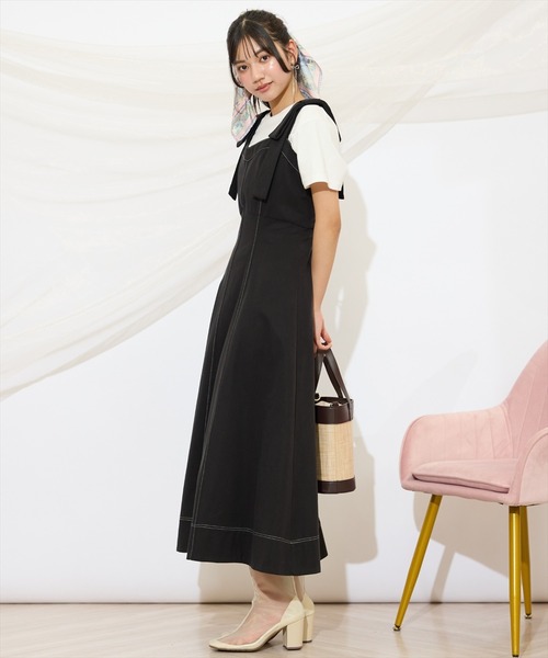 WILLSELECTION（ウィルセレクション）の「ショルダーリボン フレアワンピース Aライン キャミワンピース 【WILLSELECTION】（ワンピース・レディース・ブラック/ネイビー/ピンク・FREE）」の20枚目の写真