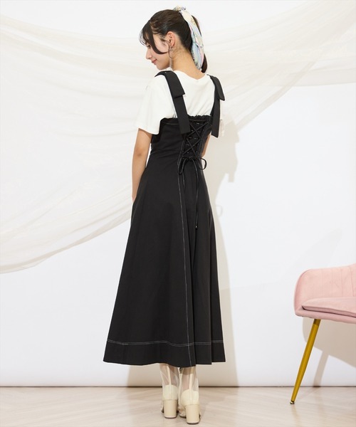 WILLSELECTION（ウィルセレクション）の「ショルダーリボン フレアワンピース Aライン キャミワンピース 【WILLSELECTION】（ワンピース・レディース・ブラック/ネイビー/ピンク・FREE）」の21枚目の写真