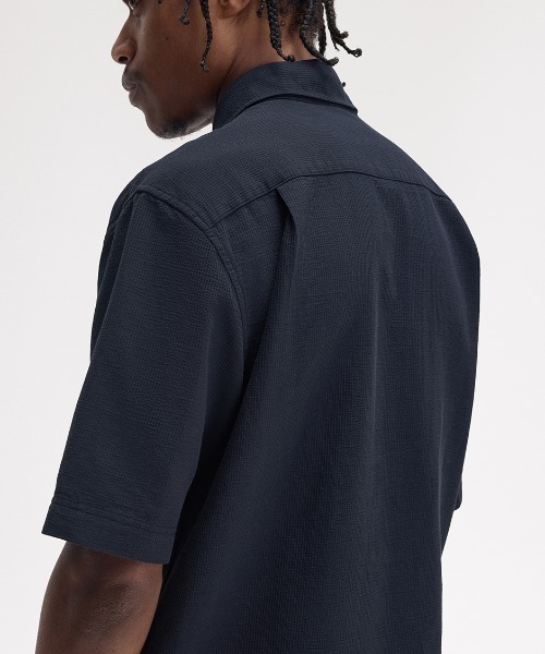 【新品未使用】フレッド ペリー クルーネックシアサッカーシャツ FRED PERRY フレッドペリー 秋冬 メンズ 長袖 TEXBRID シア