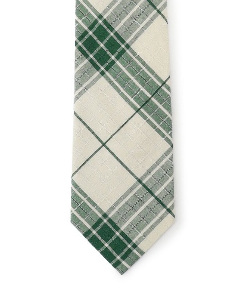 TRANS CONTINENTS（トランスコンチネンツ）の「TRANS CONTINENTS　服地ネクタイ　綿100％　チェック柄　グリーン/ネイビー（ネクタイ・メンズ・ネイビー/グリーン・FREE）」の3枚目の写真