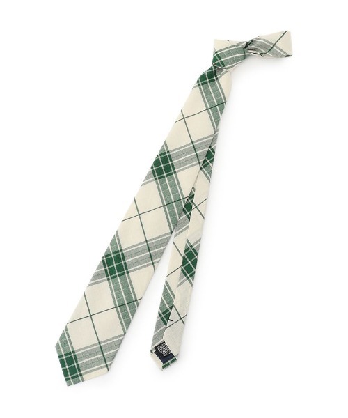 TRANS CONTINENTS（トランスコンチネンツ）の「TRANS CONTINENTS　服地ネクタイ　綿100％　チェック柄　グリーン/ネイビー（ネクタイ・メンズ・ネイビー/グリーン・FREE）」の4枚目の写真