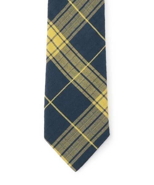 TRANS CONTINENTS（トランスコンチネンツ）の「TRANS CONTINENTS　服地ネクタイ　綿100％　チェック柄　グリーン/ネイビー（ネクタイ・メンズ・ネイビー/グリーン・FREE）」の5枚目の写真