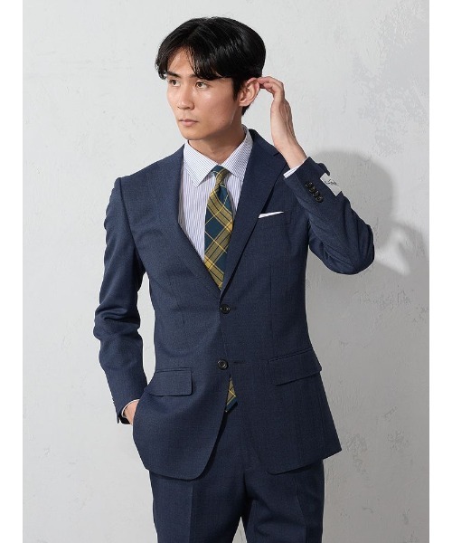 TRANS CONTINENTS（トランスコンチネンツ）の「TRANS CONTINENTS　服地ネクタイ　綿100％　チェック柄　グリーン/ネイビー（ネクタイ・メンズ・ネイビー/グリーン・FREE）」の7枚目の写真