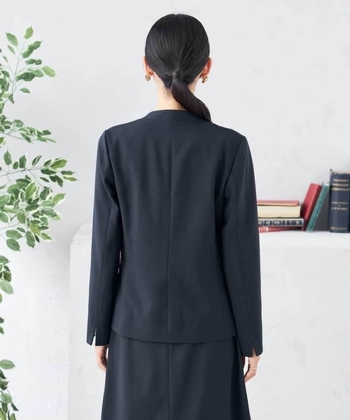 【UVカット/洗える】麻調ストレッチノーカラージャケットテーパードパンツ セール】【洗える/ストレッチ/UVカット】麻調ストレッチノー